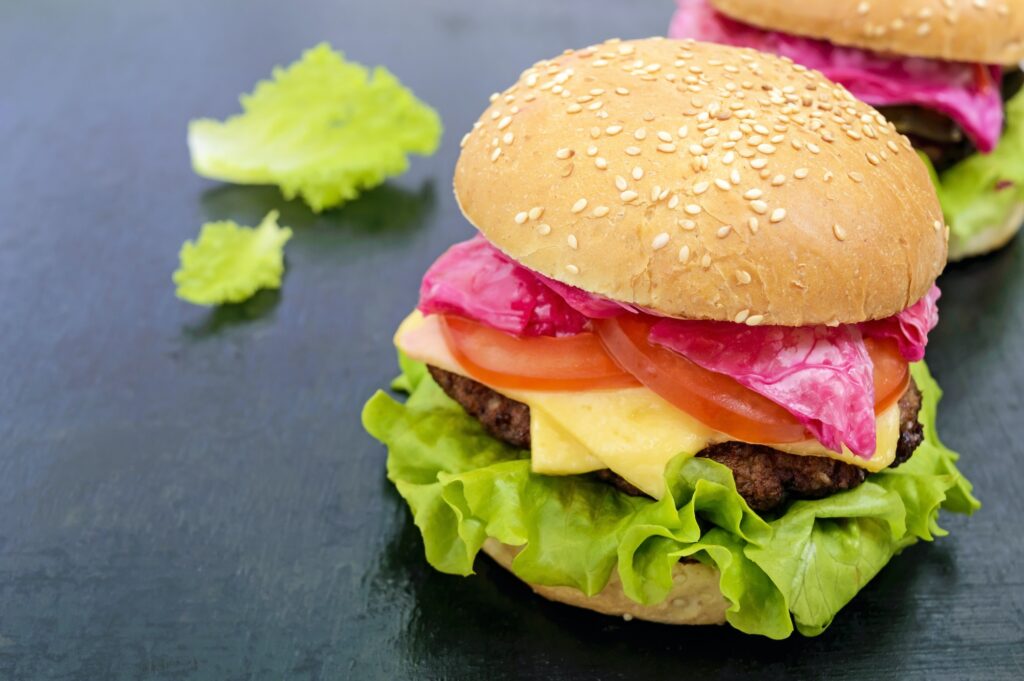 Hamburgers on the black background
